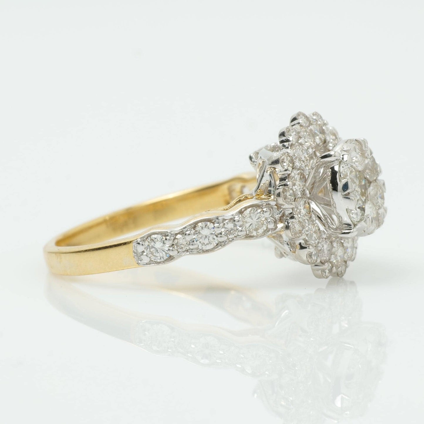 Floral Halo Cluster Natural Diamond Ring