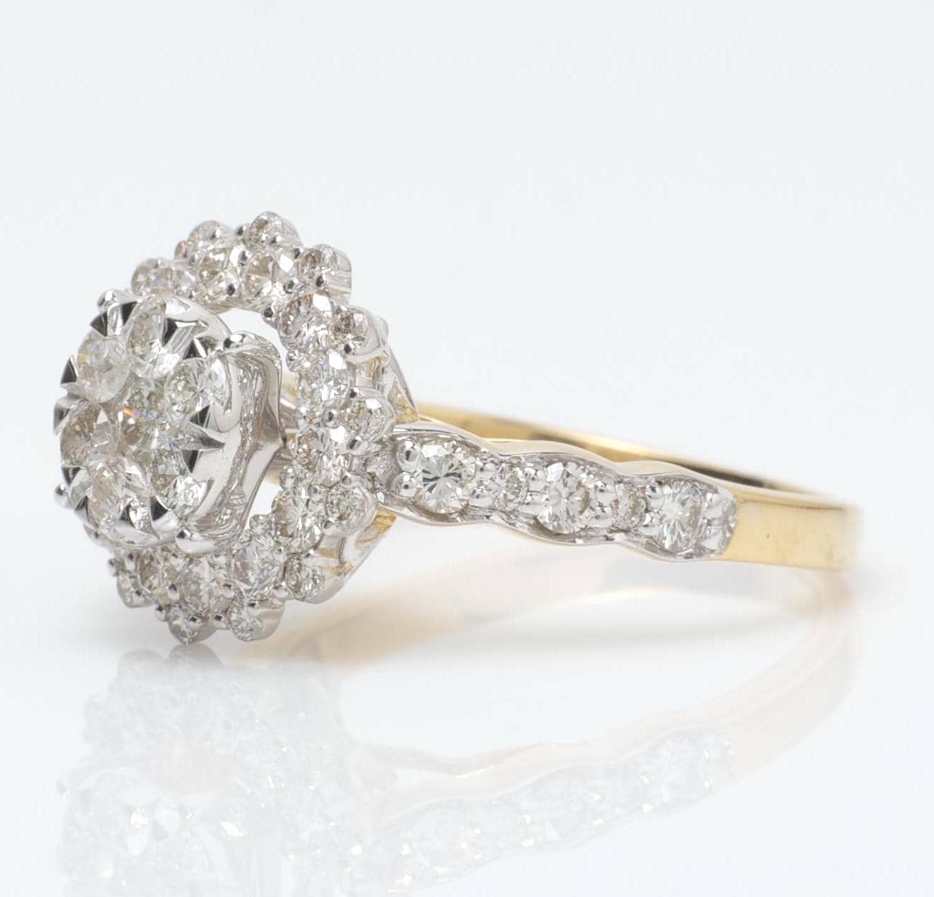 Floral Halo Cluster Natural Diamond Ring