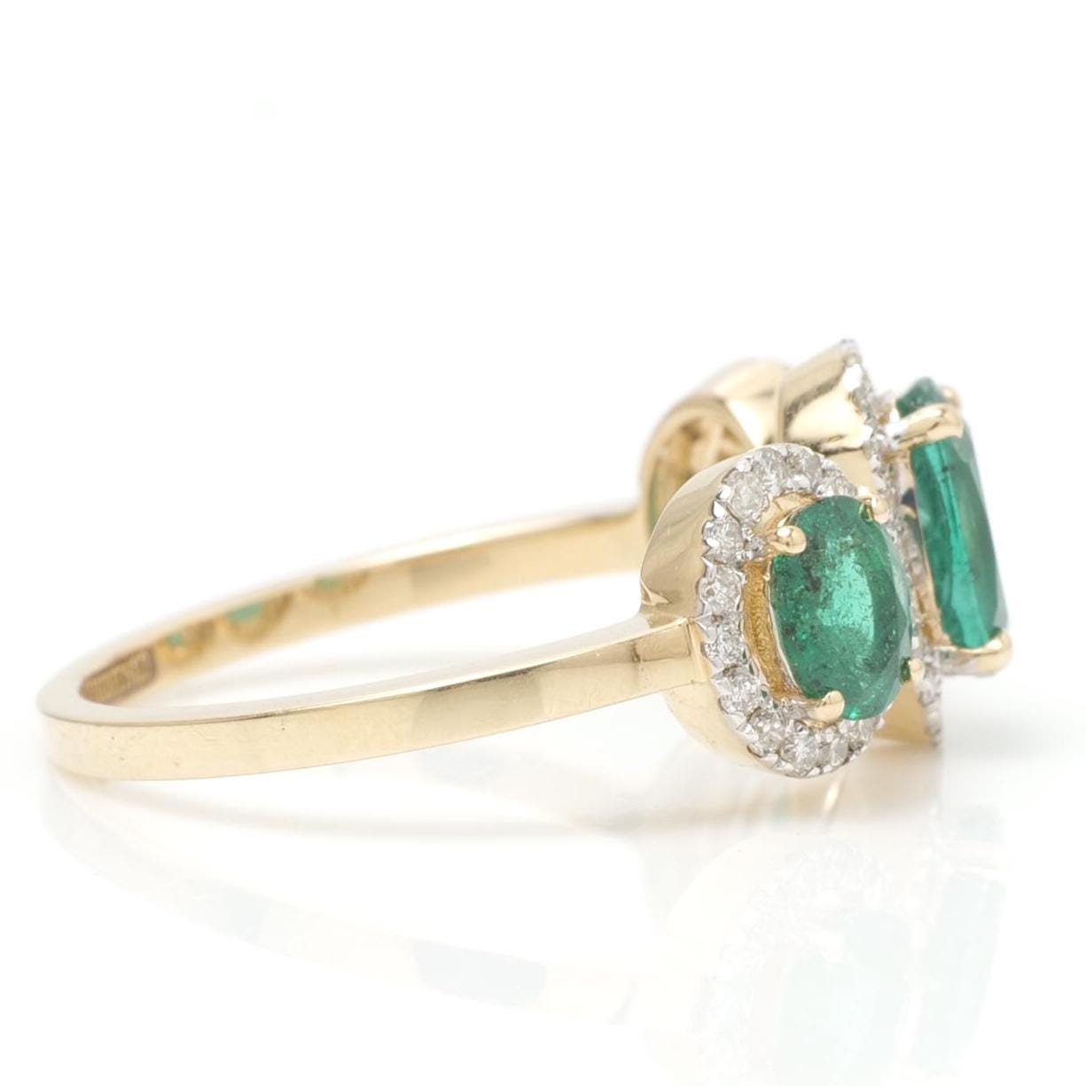 Natural Oval Emerald & Diamond Band Ring