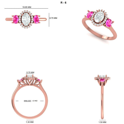 Natural  Oval Diamond & Ruby Ring