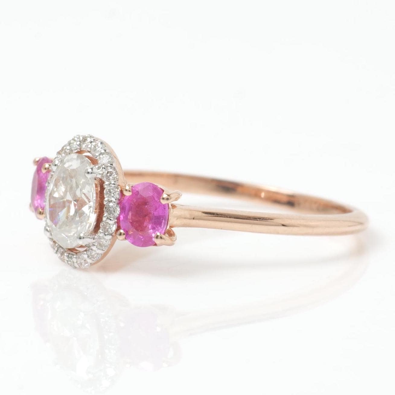 Natural  Oval Diamond & Ruby Ring