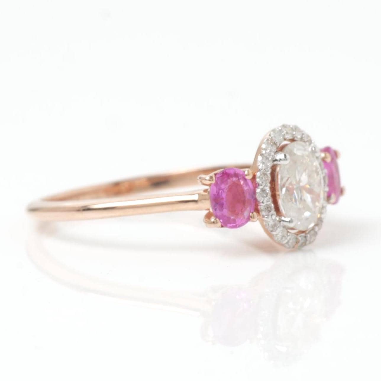 Natural  Oval Diamond & Ruby Ring