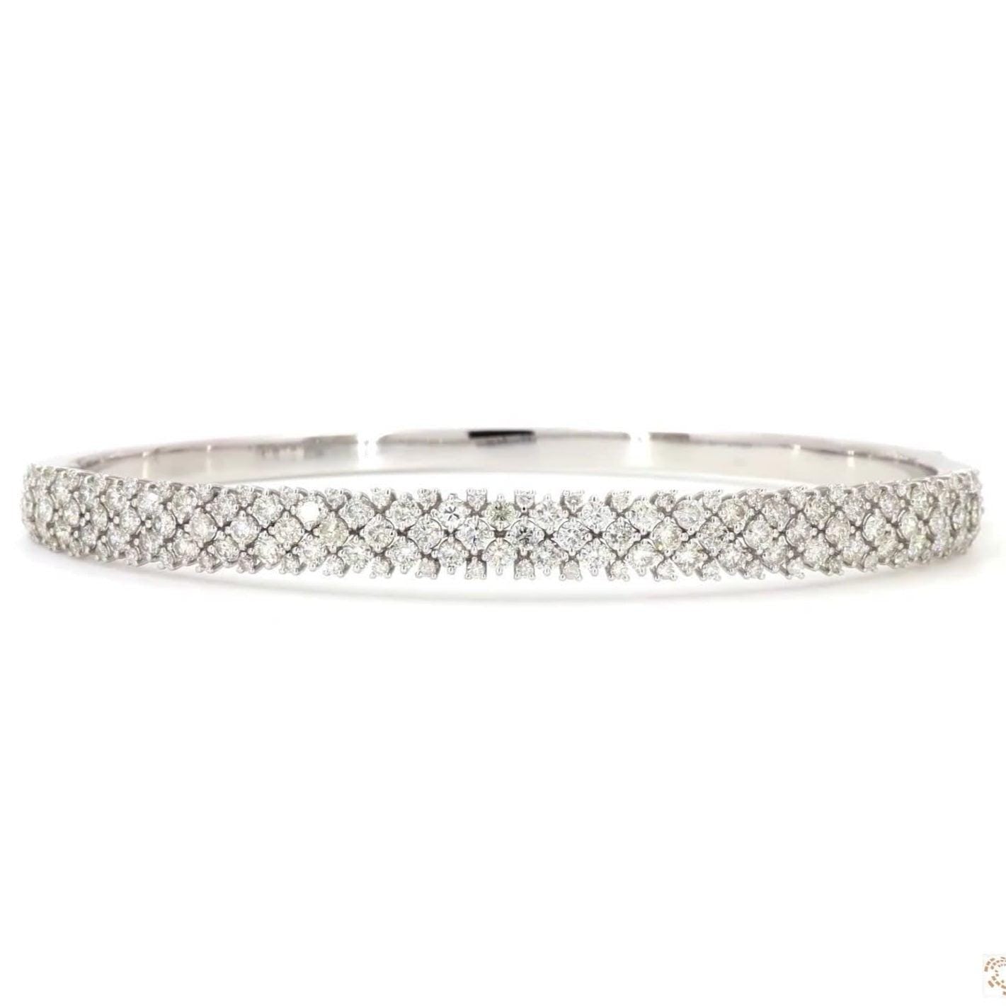 Pave Lattice Natural Diamond Bangle Bracelet