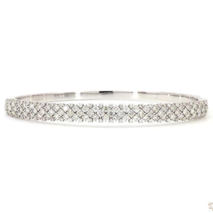 Pave Lattice Natural Diamond Bangle Bracelet