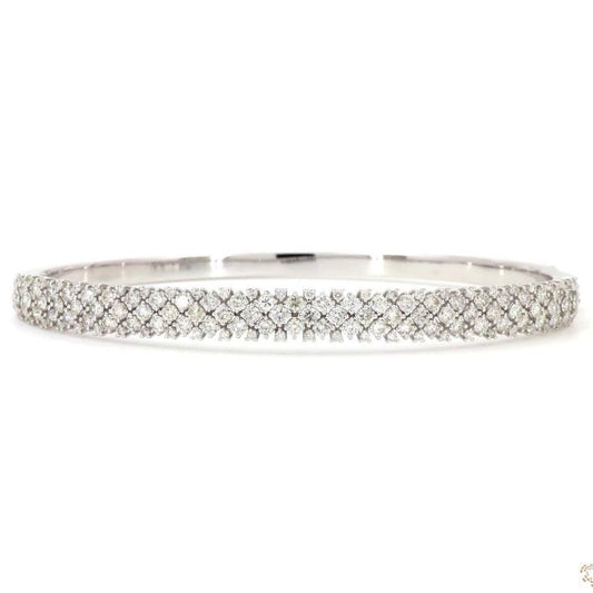 Pave Lattice Natural Diamond Bangle Bracelet
