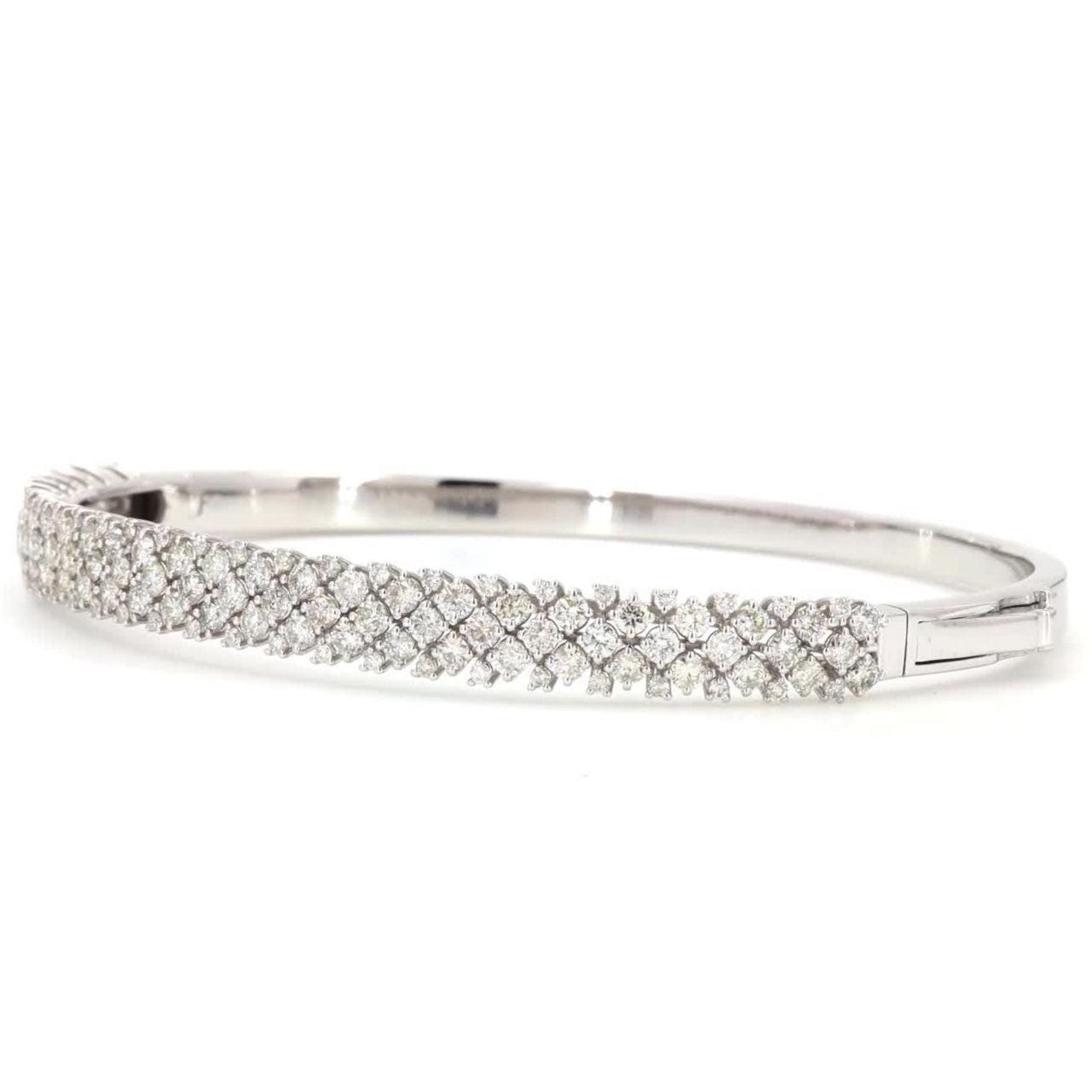 Pave Lattice Natural Diamond Bangle Bracelet
