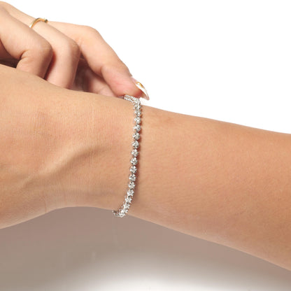 Linear Natural Diamond Tennis Bracelet