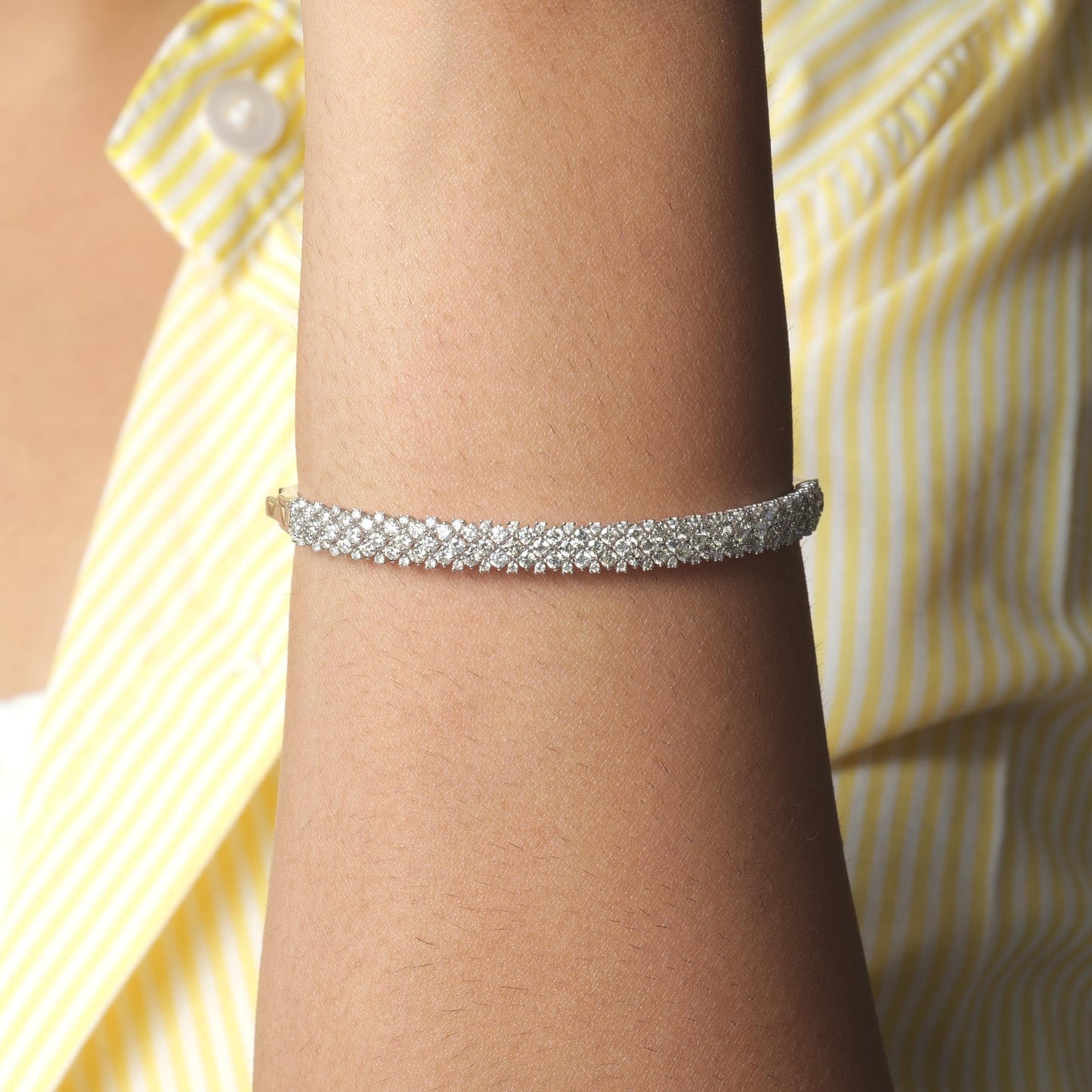 Pave Lattice Natural Diamond Bangle Bracelet