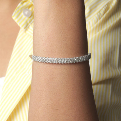 Pave Lattice Natural Diamond Bangle Bracelet
