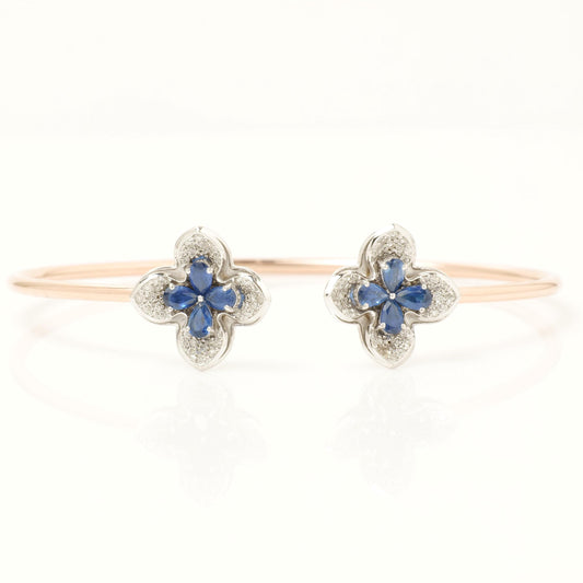 Floral Natural Sapphire &Diamond Bracelet