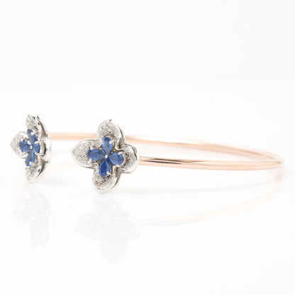 Floral Natural Sapphire &Diamond Bracelet