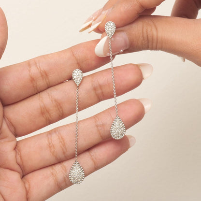 Teardrop Chain Natural Diamond Drop Earrings