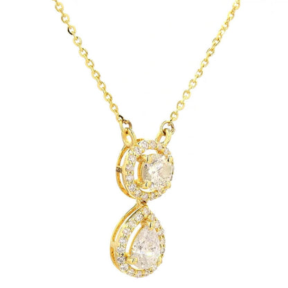 Round Pear Natural Diamond Stacking Necklace