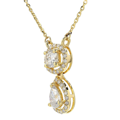 Round Pear Natural Diamond Stacking Necklace
