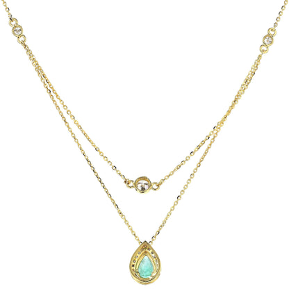 Natural Emerald Layered Diamond Stacking Necklace