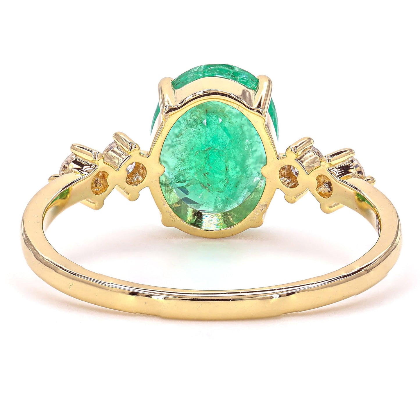 Natural Oval Emerald & Diamond Promise Ring