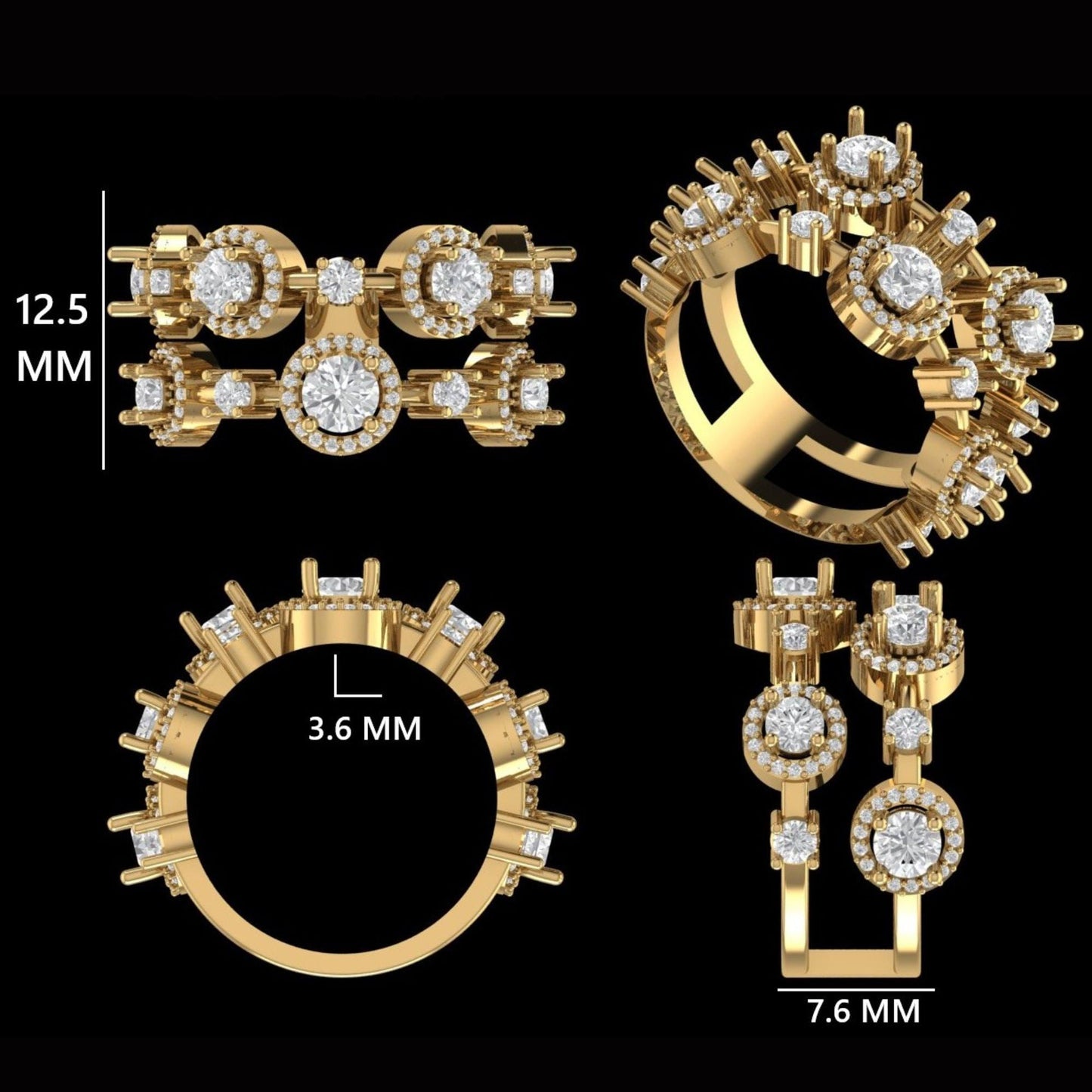 Halo Wide Natural Diamond Halo Band Ring