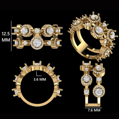 Halo Wide Natural Diamond Halo Band Ring