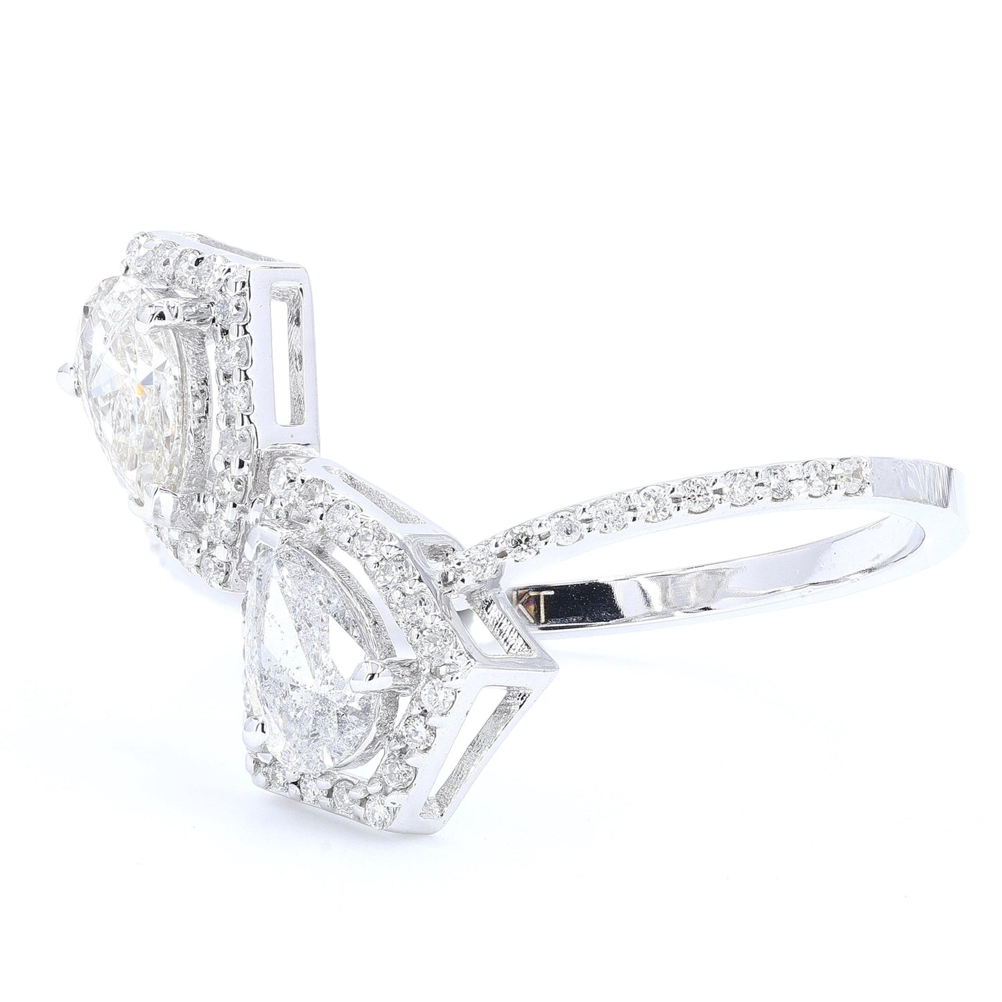 Double Pear Natural Diamond Bypass Ring