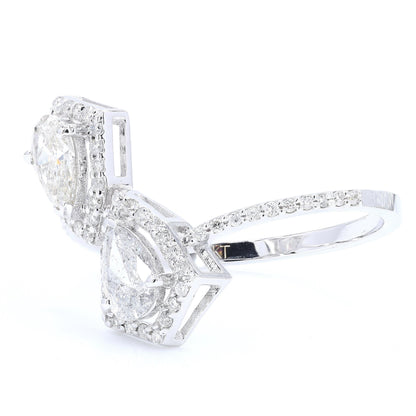 Double Pear Natural Diamond Bypass Ring