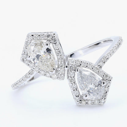 Double Pear Natural Diamond Bypass Ring