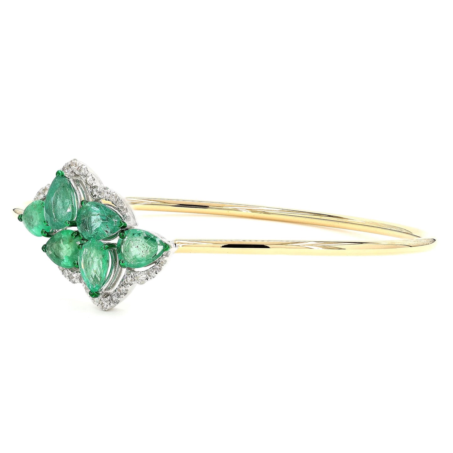 Pear Shape Natural Emerald & Diamond Bracelet