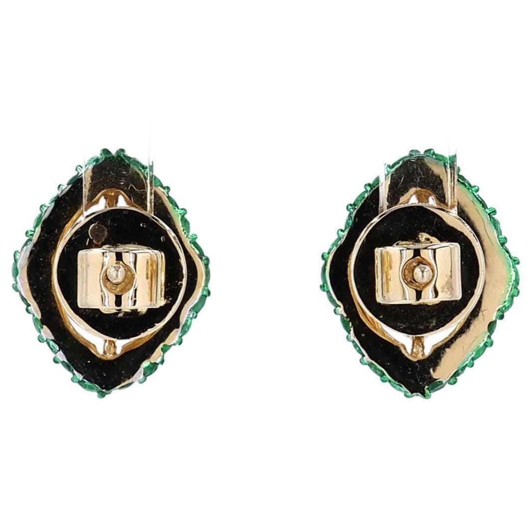 Marquise Natural Emerald & Diamond Stud Earrings