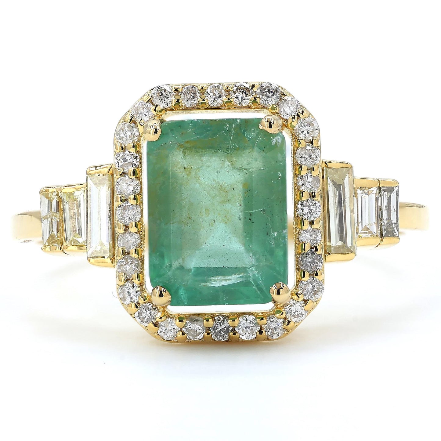 Emerald Cut Natural Emerald Diamond Ring