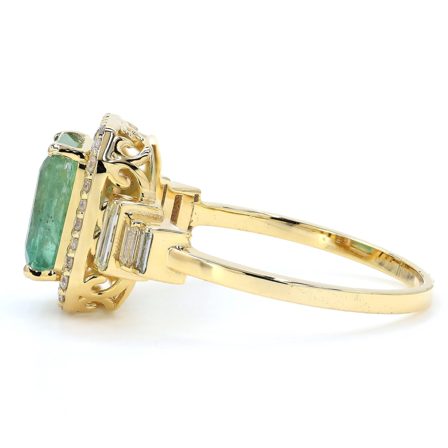 Emerald Cut Natural Emerald Diamond Ring