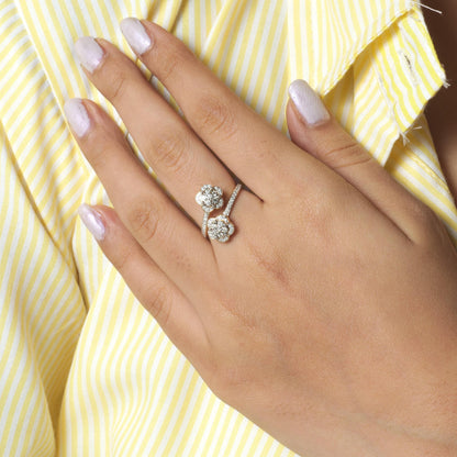 Double Floral Bypass Natural Diamond Ring
