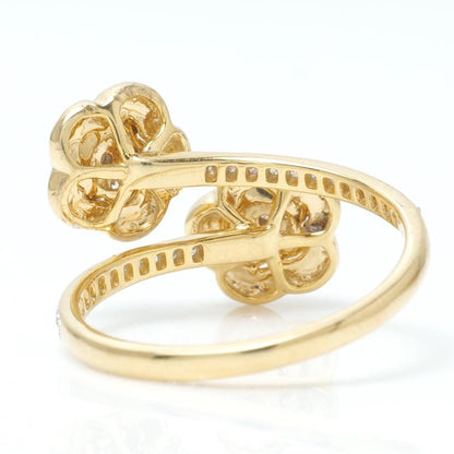 Double Floral Bypass Natural Diamond Ring