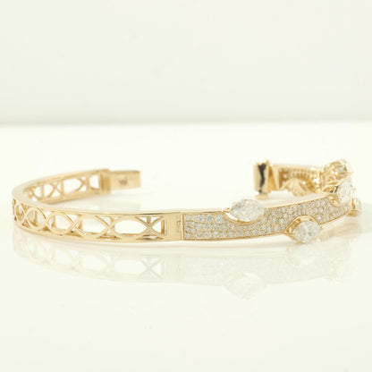 Marquise Natural Diamond Bangle Bracelet