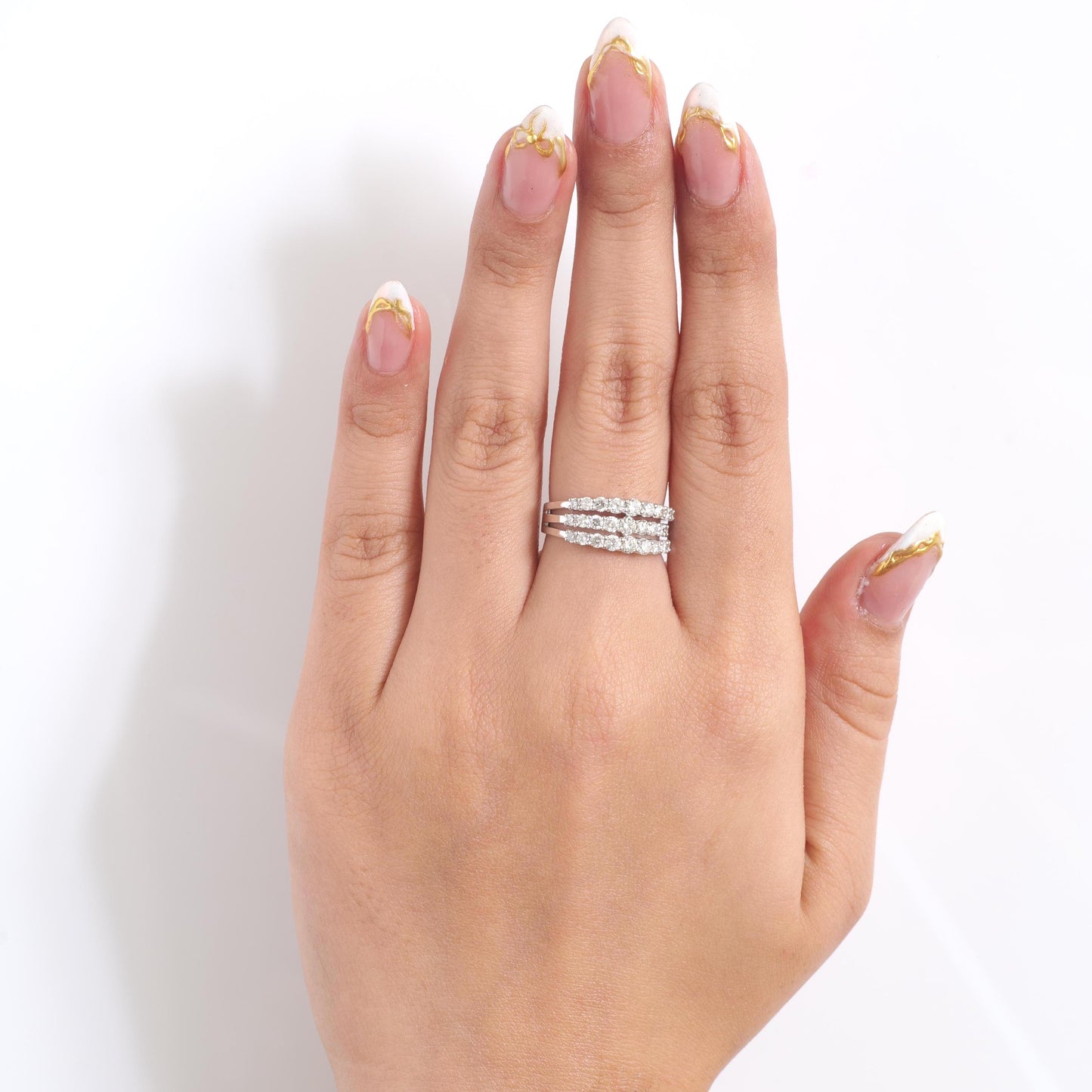 Triple Row Natural Diamond Band Ring
