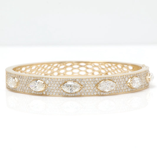 Marquise Natural Diamond Bangle Bracelet