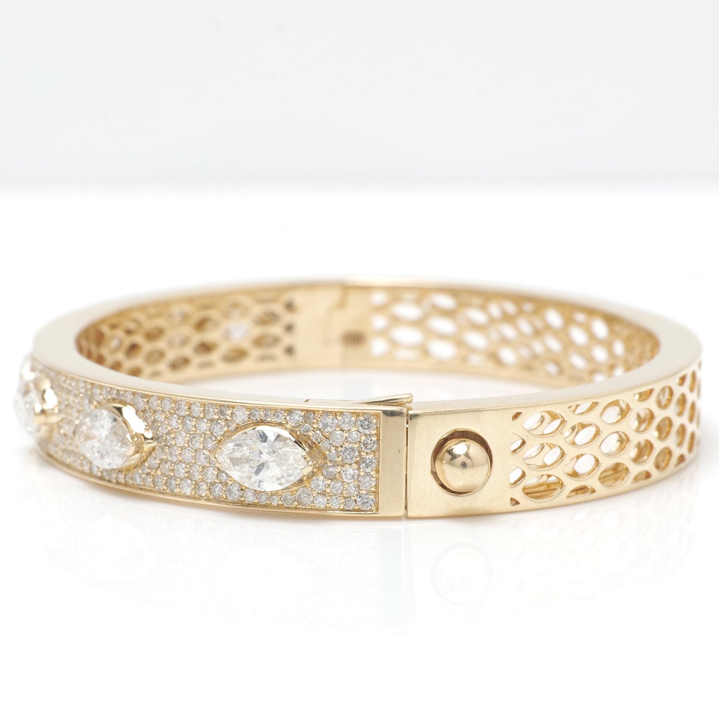 Marquise Natural Diamond Bangle Bracelet
