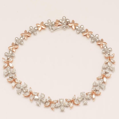 Floral Link Tennis Diamond Bracelet