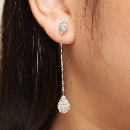 Teardrop Chain Natural Diamond Drop Earrings