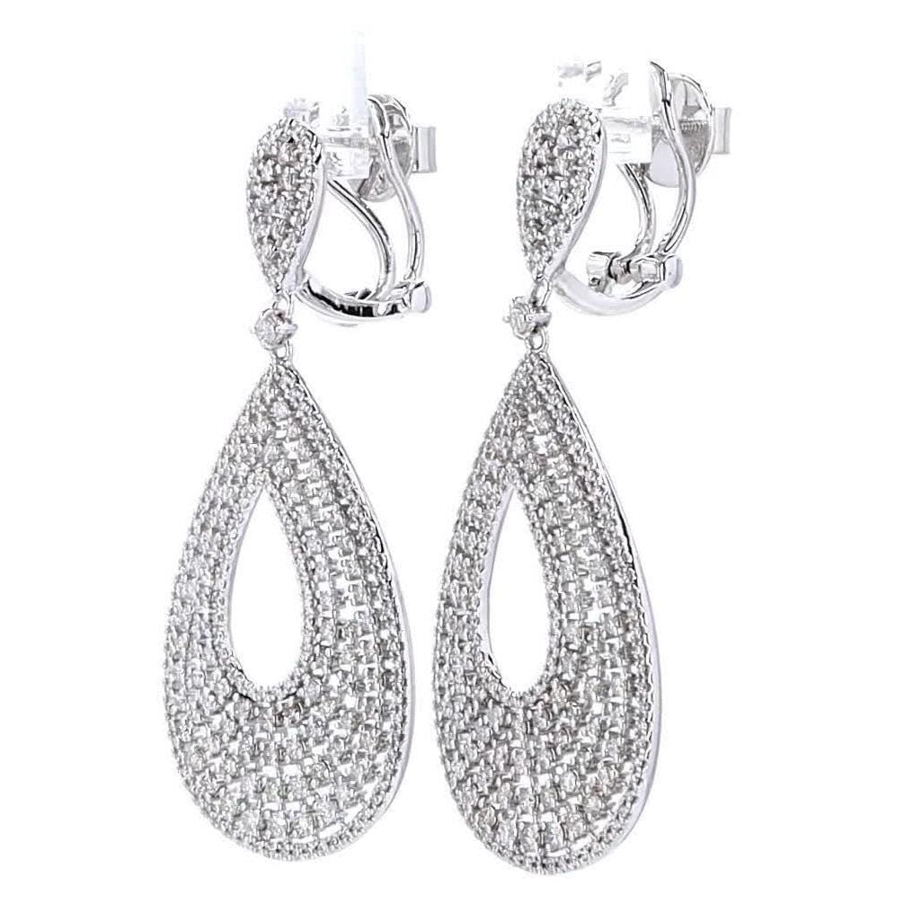 Teardrop Natural Diamond Dangle Earrings
