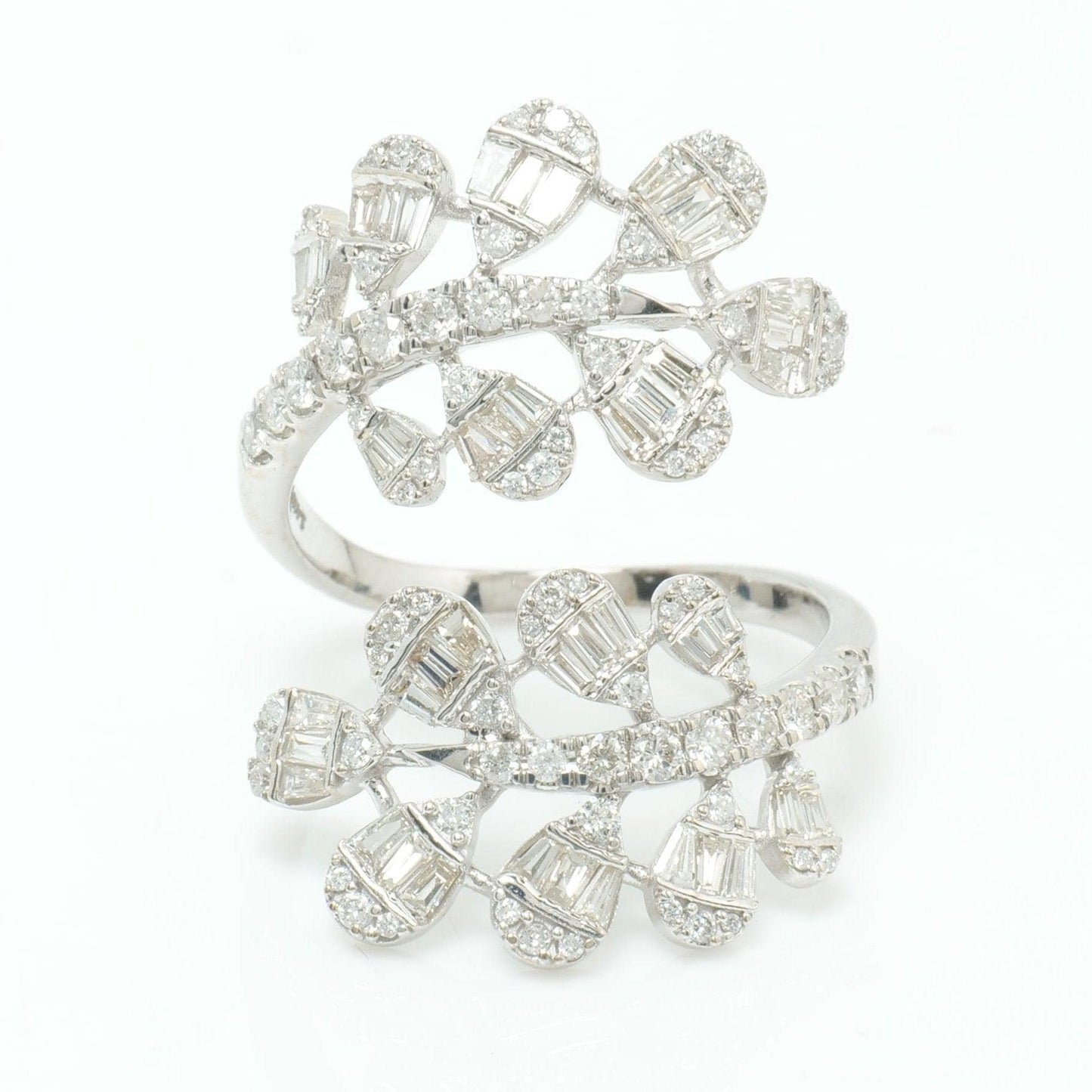 Leaf Cluster Baguette Natural Diamond Ring
