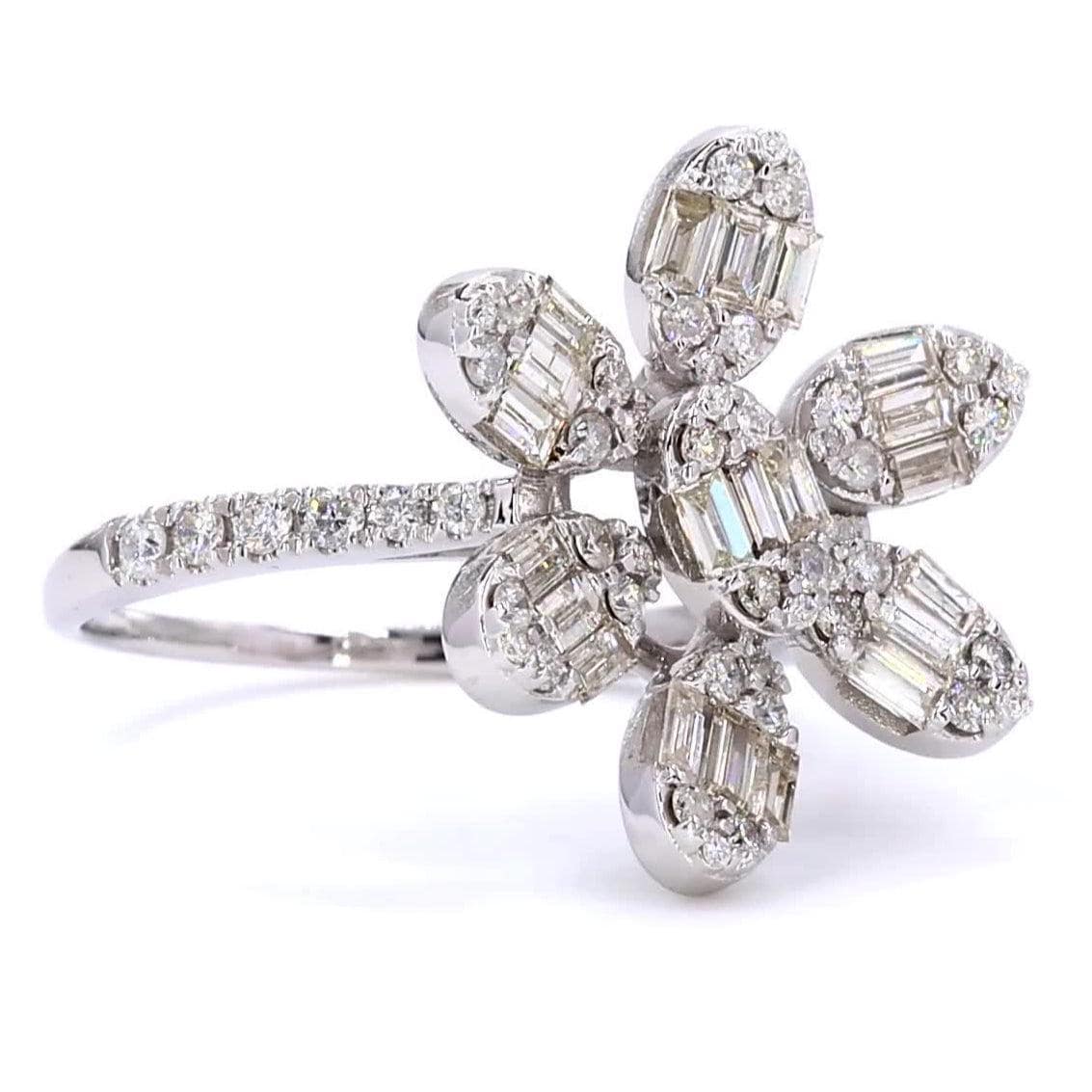 Floral Natural Diamond Cluster Ring