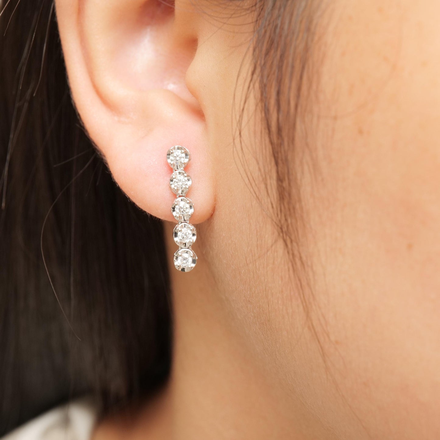 Linear Natural Diamond Drop Earrings