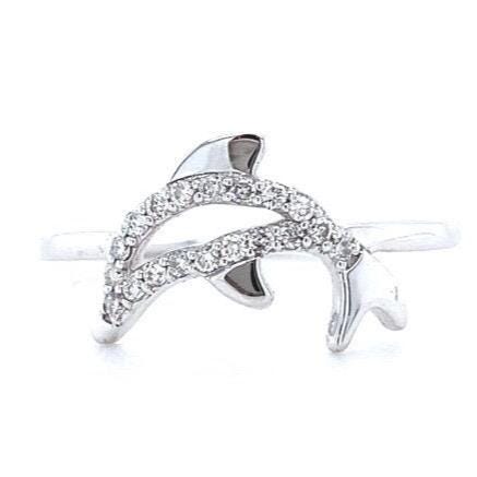 Dolphin Natural Diamond Stackable Animal Ring