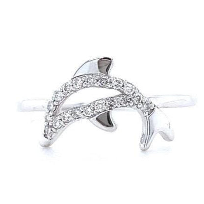 Dolphin Natural Diamond Stackable Animal Ring