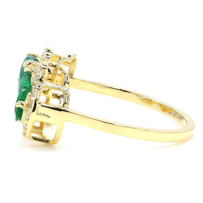 Heart Natural Emerald Diamond Open Band Ring