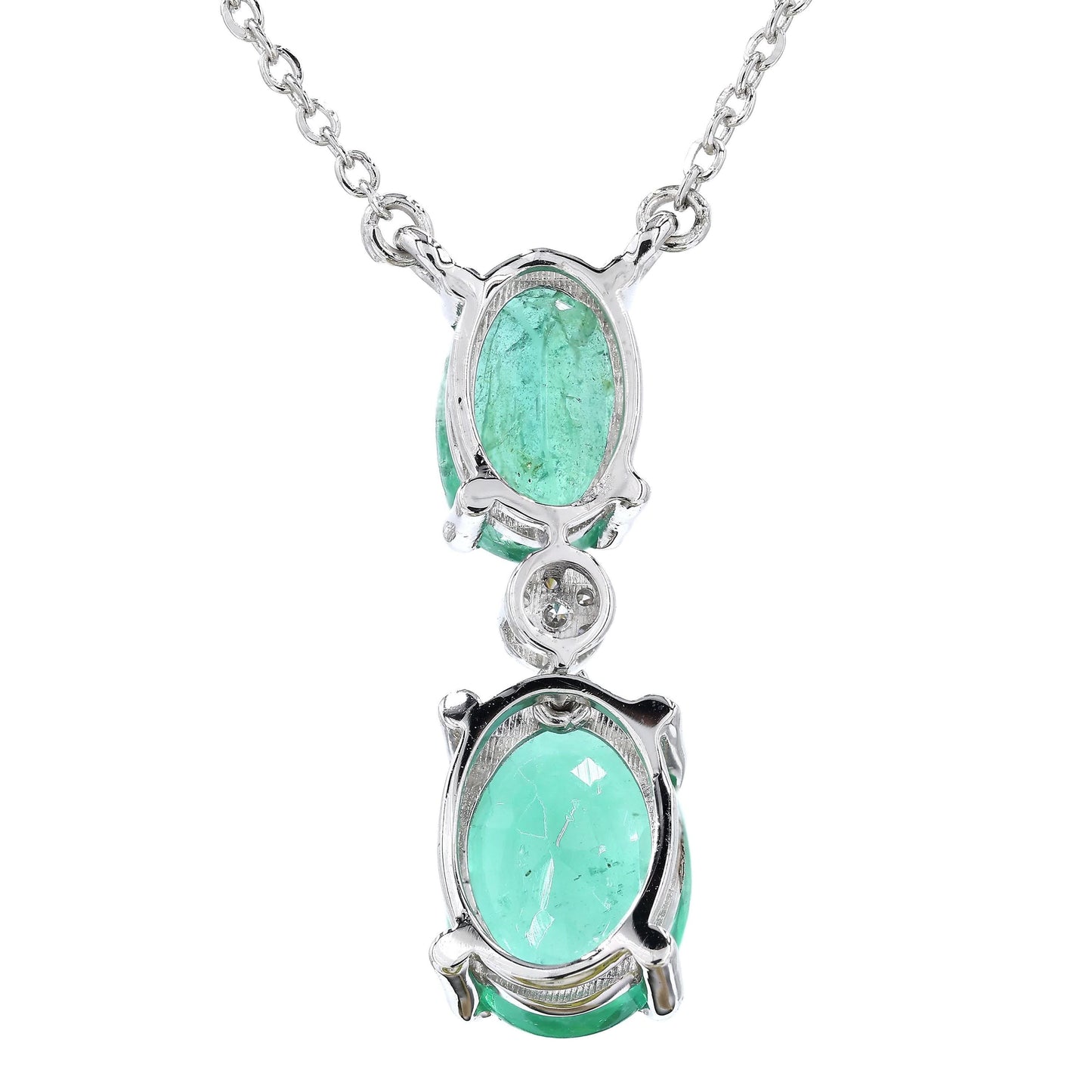 Natural Emerald Diamond Drop Pendant Necklace