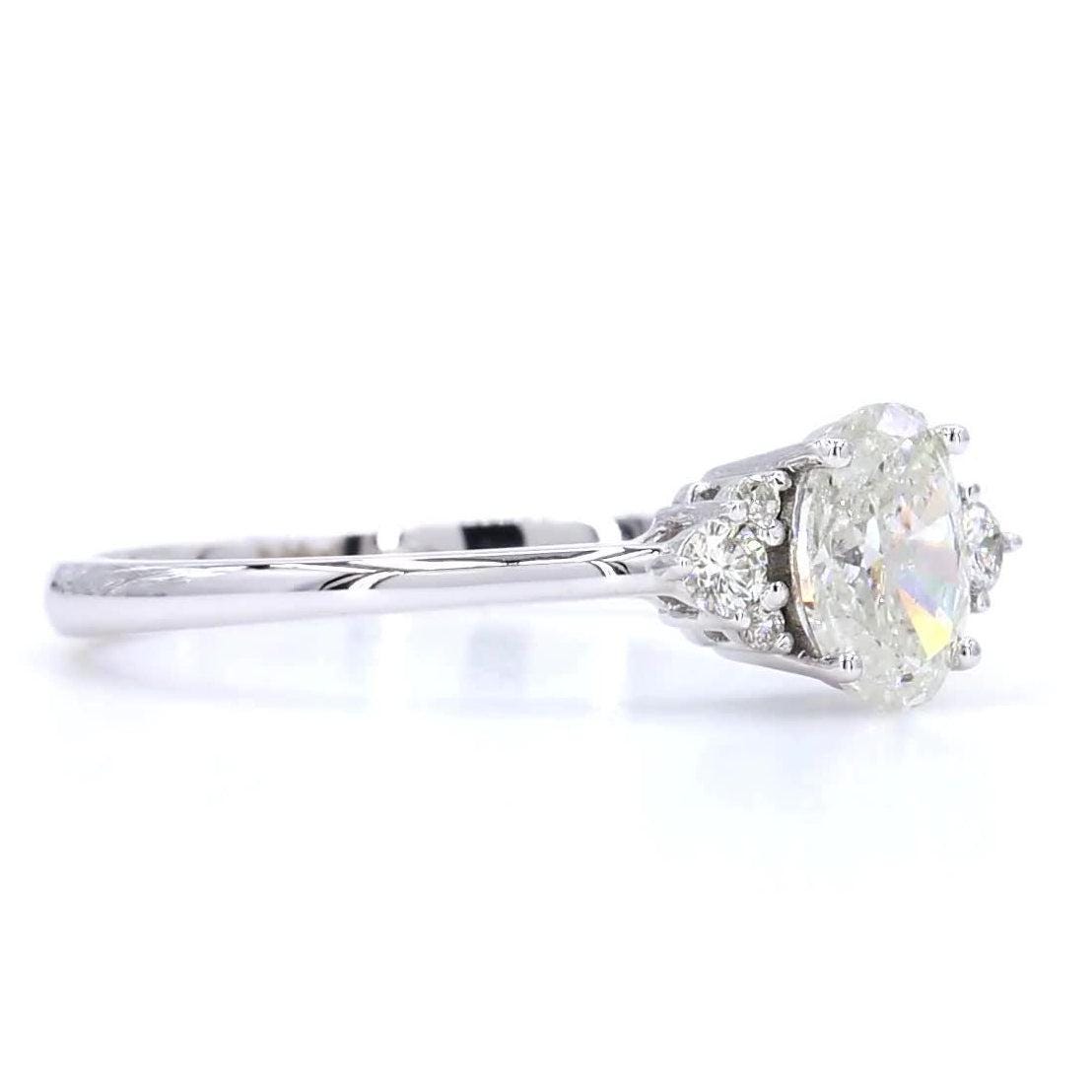 Oval Solitaire Cluster Natural Diamond Ring