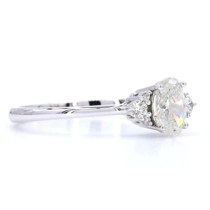 Oval Solitaire Cluster Natural Diamond Ring