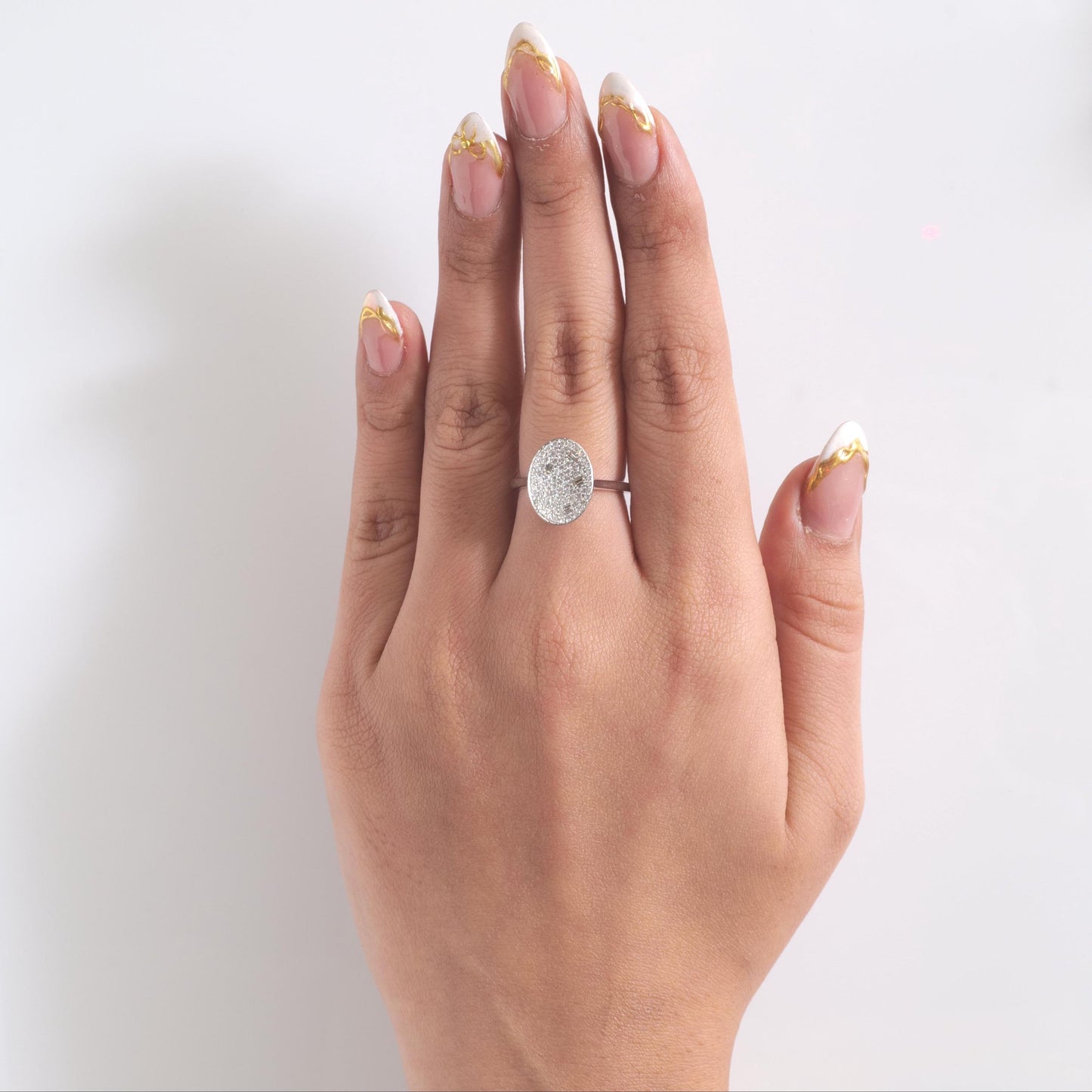 Oval Cluster Natural Diamond Ring
