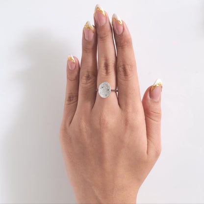 Oval Cluster Natural Diamond Ring