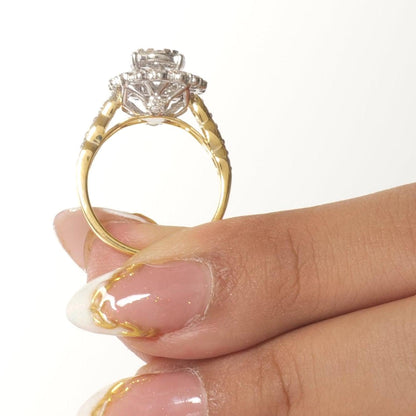 Floral Halo Cluster Natural Diamond Ring